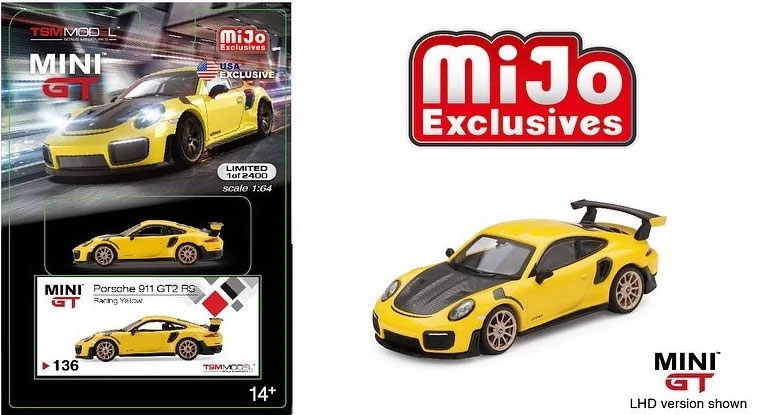 1/64 Mini GT #136 Porsche 911 GT2 RS (Racing Yellow)
