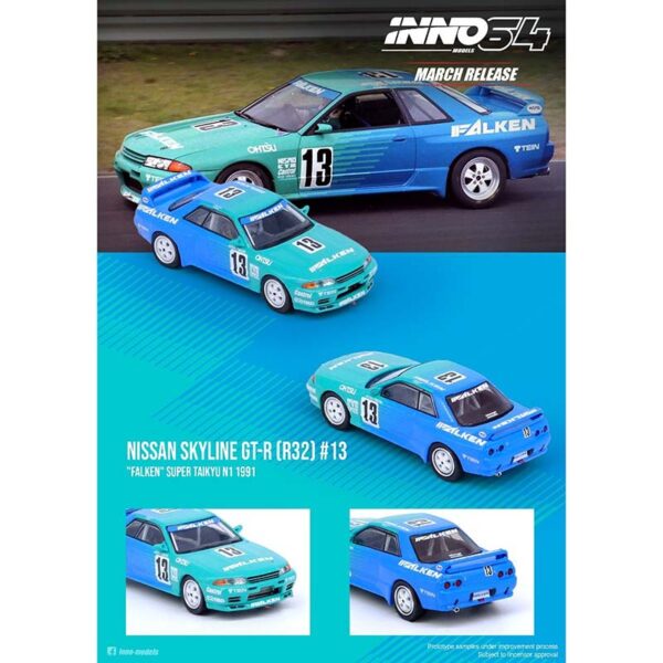 ABONO DE PRE VENTA $12.00 Inno64 Nissan Skyline GT-R R32 Falken Livery Super Taikyu 1:64