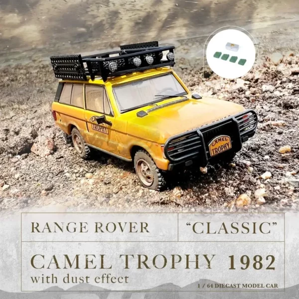 Inno64 Range Rover Classic Camel Trophy Dirty con accesorios 1:64