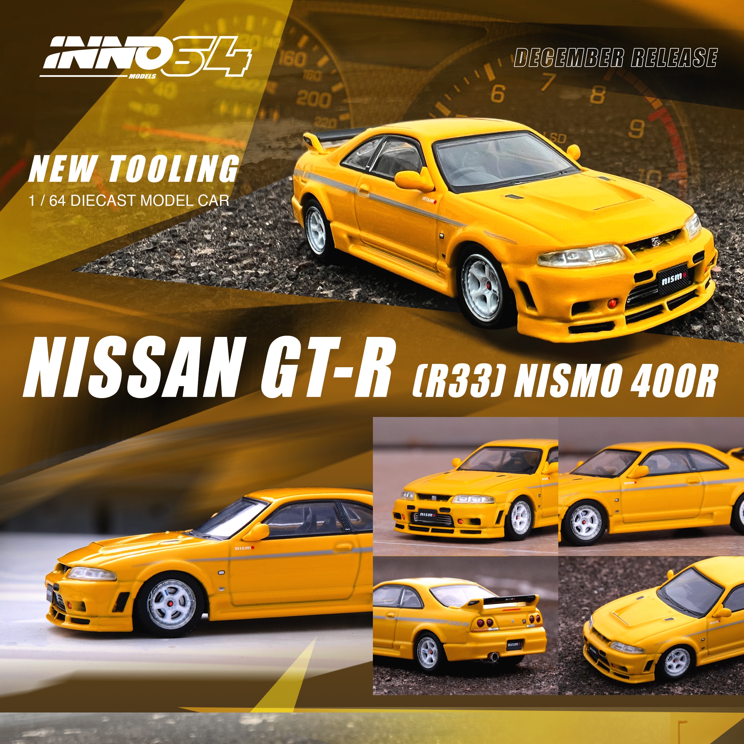 Inno64 Nissan Skyline GT-R R33 Nismo 400R Amarillo 1:64