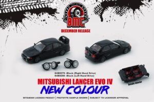 BMC Mitsubishi Lancer Evolution IV Negro con cambio de llantas 1:64