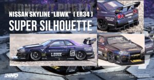 Nissan Skyline LBWK Super Silhouette Midnight Purple de la marca Inno-R en escala 1:64