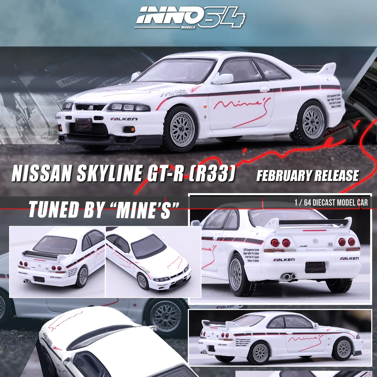 Inno64 Nissan Skyline GT-R R33 Tuned by Mine's 1:64