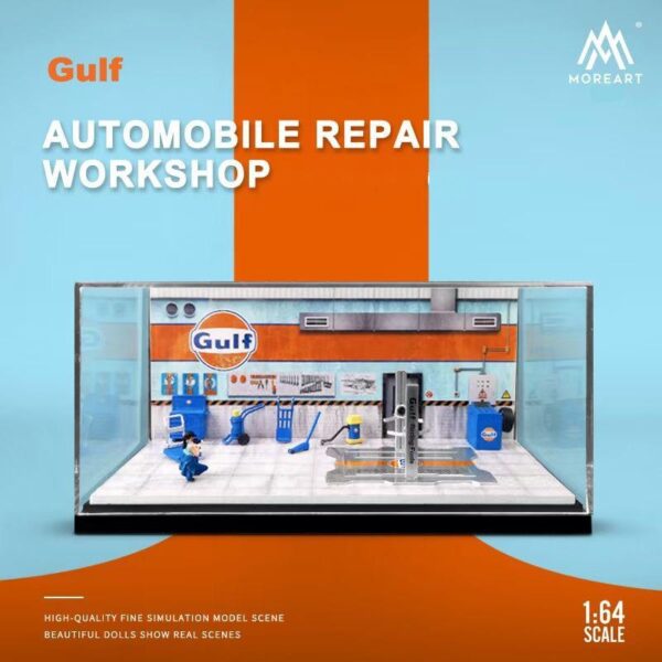 MoreArt Diorama Taller de Servicio Gulf con accesorios 1:64