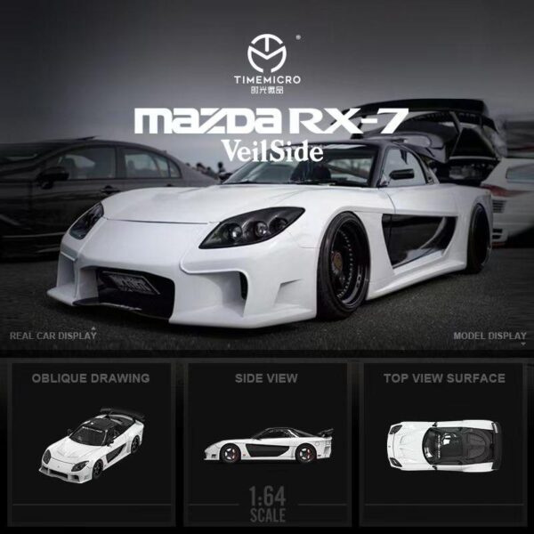 Time Micro 1:64 Mazda RX-7 Veilside - blanco/negro - sin figura