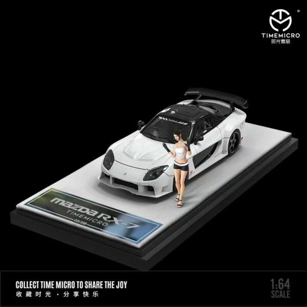 ABONO DE PRE VENTA $5.00 (Precio $36.99) Time Micro 1:64 Mazda RX-7 Veilside - blanco/negro - con figura (llega aprox. febrero 2024)