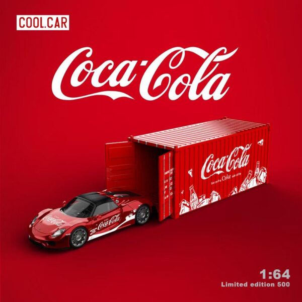 Cool Car 1:64 Set Contenedor y Porsche 918 Spyder  - Coca Cola
