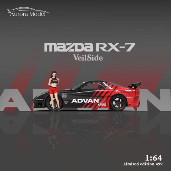 ABONO PRE VENTA $5.00 (Precio $36.99) Aurora Model 1:64 Mazda RX-7 Veilside – Advan (Con figura) (llega aprox. abril 2024)