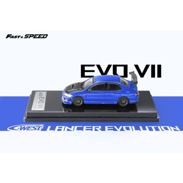 Preventa $31.99 - Fast Speed 1:64 Mitsubishi EVO VII C-West - Azul - Imagen 2