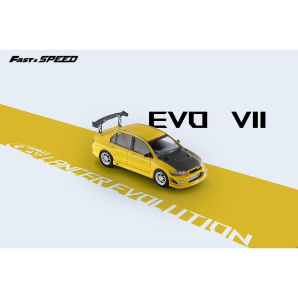 Preventa $31.99 - Fast Speed 1:64 Mitsubishi EVO VII C-West - Amarillo - Imagen 3