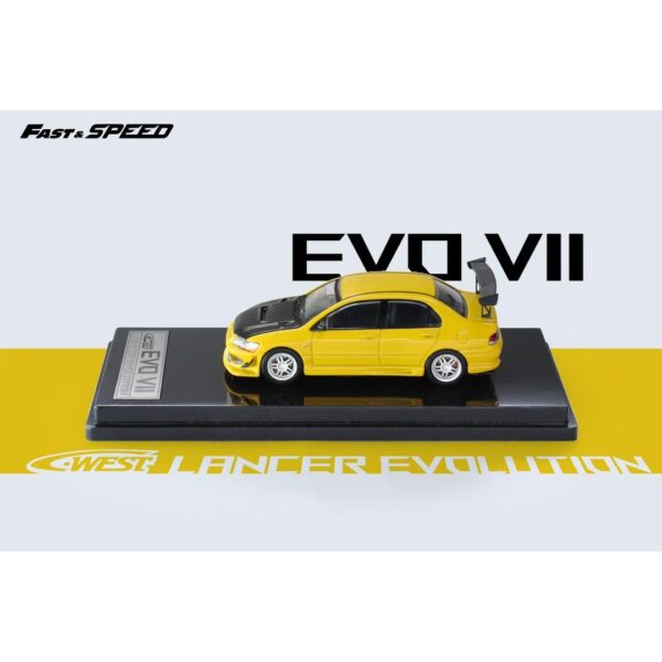 Preventa $31.99 - Fast Speed 1:64 Mitsubishi EVO VII C-West - Amarillo - Imagen 2