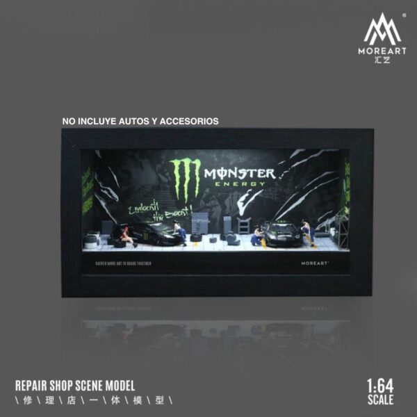 MoreArt 1:64 Caja de exhibición con luz Led - Monster Energy
