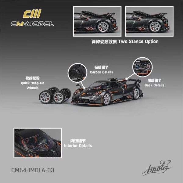 Preventa $30.99 - CM Model 1:64 Pagani Imola - Incluye cambio de llantas - Gris oscuro