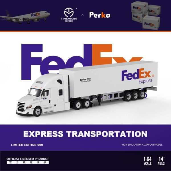 Time Micro x Perka 1:64 Freightliner Container FedEx