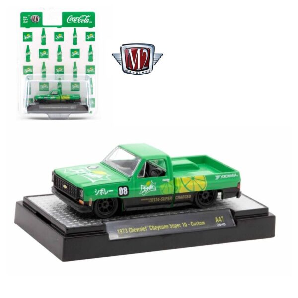 Preventa $16.99 Pago a plazos / $14.99 Pago adelantado – M2 Machines 1:64 Chevrolet Cheyenne Super 10 - Sprite (Hasta agotar existencias)