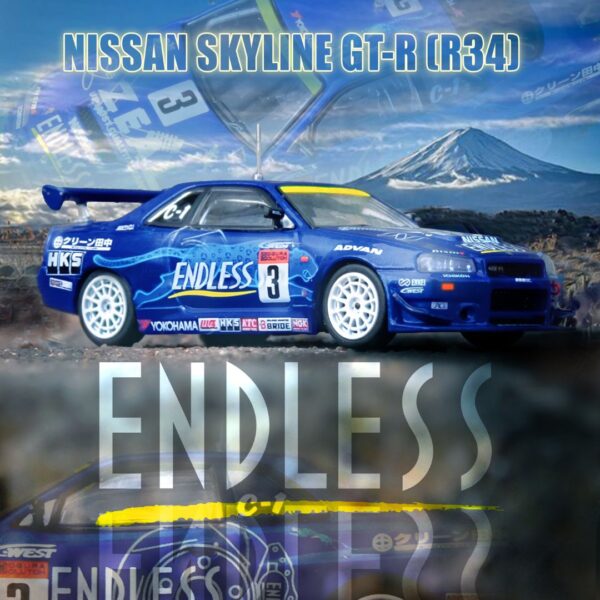 Preventa $25.99 - INNO64 1:64 Nissan Skyline GT-R (R34) #3 Super Taikyu Series 2002 Winner - Livery "ENDLESS ADVAN" (Pedidos hasta Lunes 2 de diciembre 2024)