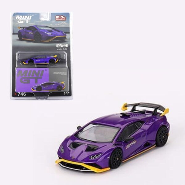 Preventa $15.99 Pago a plazos / $13.99 Pago adelantado – Mini GT 1:64 Lamborghini Huracán STO – Viola Pasifae – Mijo Exclusives (Hasta agotar existencias)