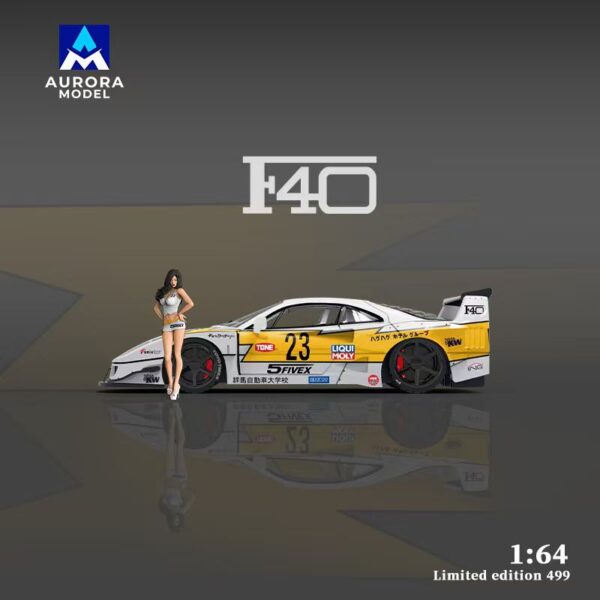 Preventa $36.99 – Con figura Aurora Model 1:64 Ferrari F40 – Livery Lightning No. 23 - Empaque Especial (Pedidos hasta Miércoles 13 de noviembre 2024)