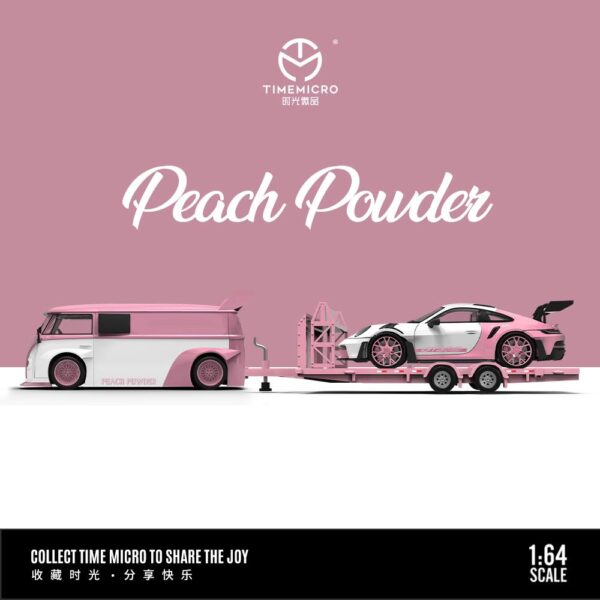 Preventa $60.99 - Time Micro 1:64 Set VW T1 Van + Porsche 992 GT3 RS + Remolque - Peach Pink Powder (Pedidos hasta Sábado 30 de noviembre 2024)