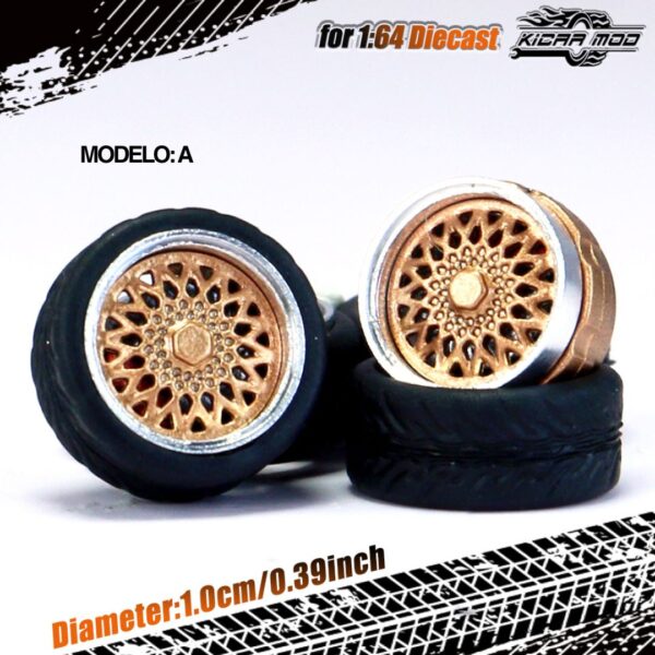 Preventa $7.00 - Kicarmod 1:64 Juego de llantas - Modelo A