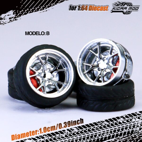 Preventa $7.00 - Kicarmod 1:64 Juego de llantas - Modelo B