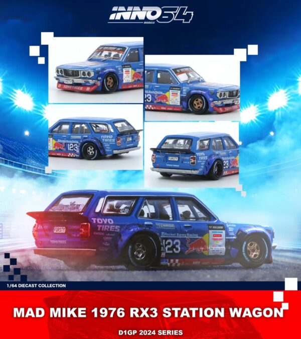 Preventa $30.99 – INNO64 1:64 1976 Mazda RX-3 Station Wagon D1GP Series 2024 - Mad Mike (Pedidos hasta Lunes 24 de febrero 2025)