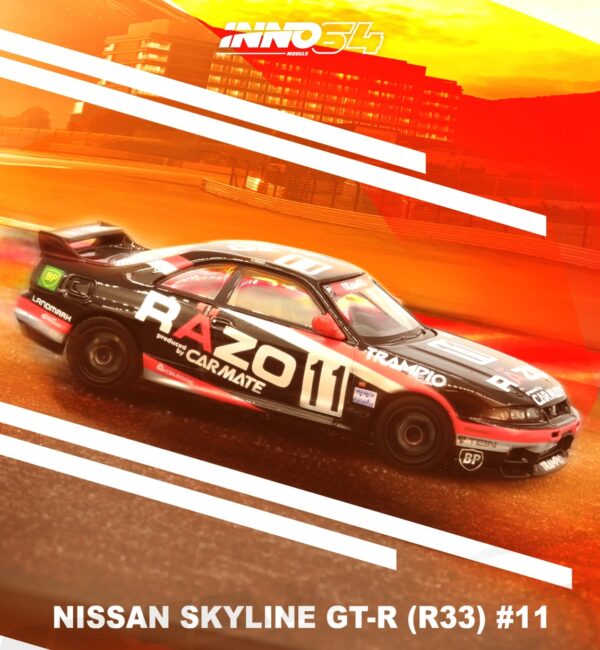 Preventa $28.99 – INNO64 1:64 Nissan Skyline Gt-R R33 #11 "Razo Trampio" N1 Super Endurance Series - Sendan Highland 1995 Winner (Pedidos hasta Martes 25 de febrero 2025)(Pedidos hasta Lunes 24 de febrero 2025)